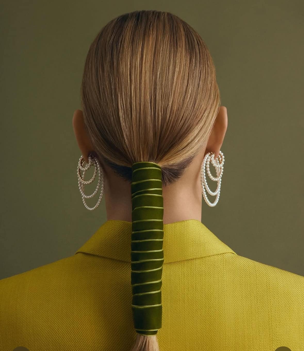 15. Sleek Ponytail with Velvet Wrap