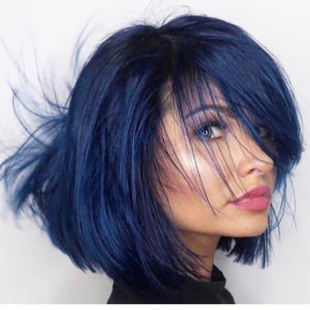 23. Smoky Indigo Layered Bob