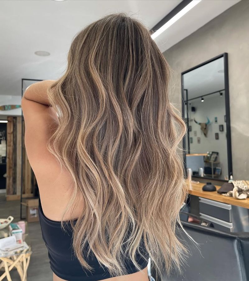 57. Soft Ash Blonde and Brown Balayage