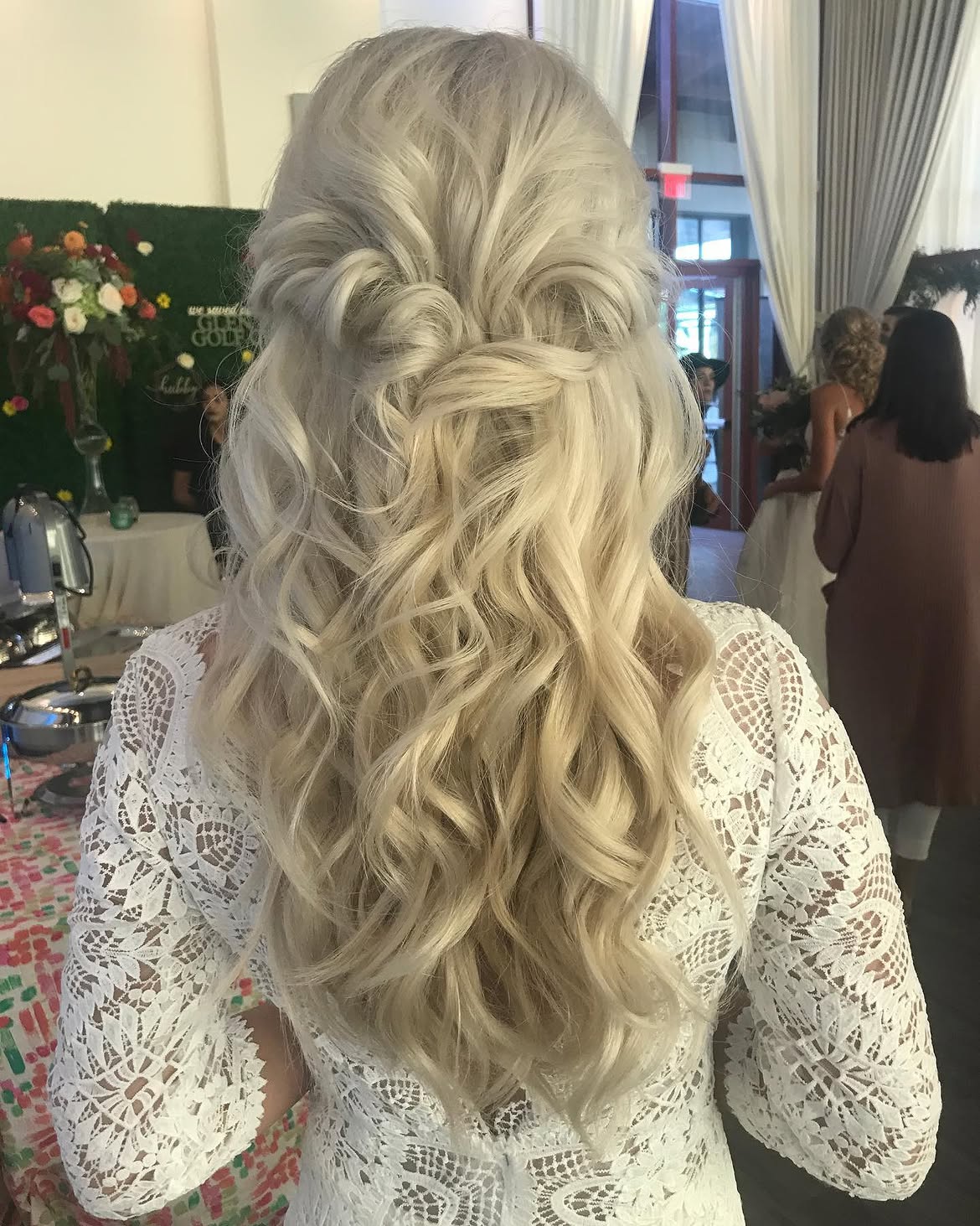 4. Soft Blonde Twisted Half-Up Waves