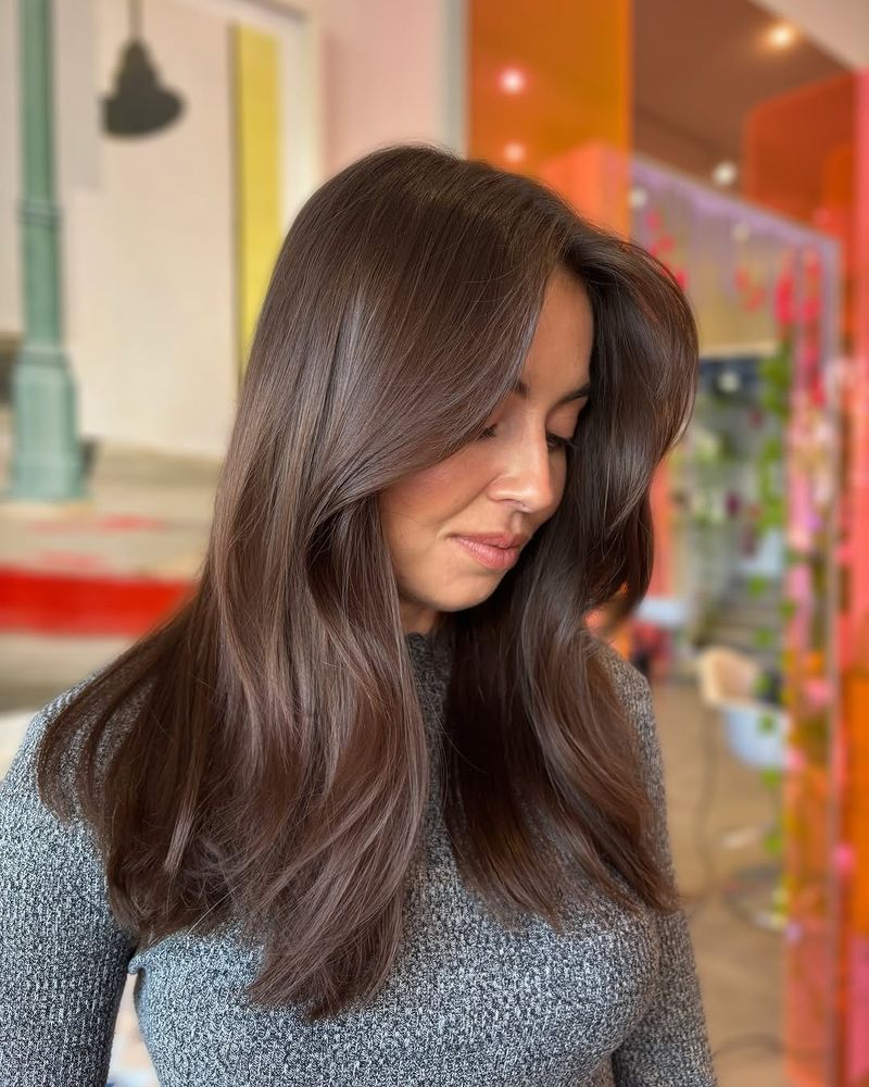 59. Soft Chestnut Blowout with Long Layers