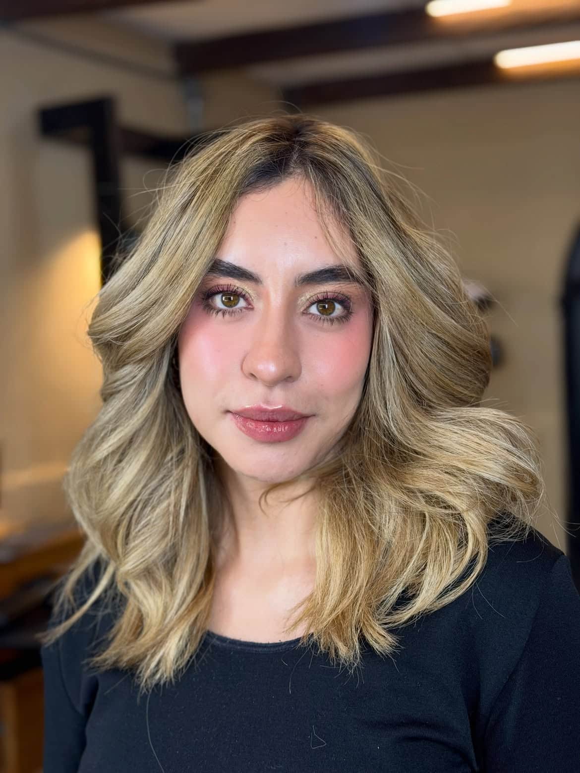 43. Soft Honey Waves with Dark Roots