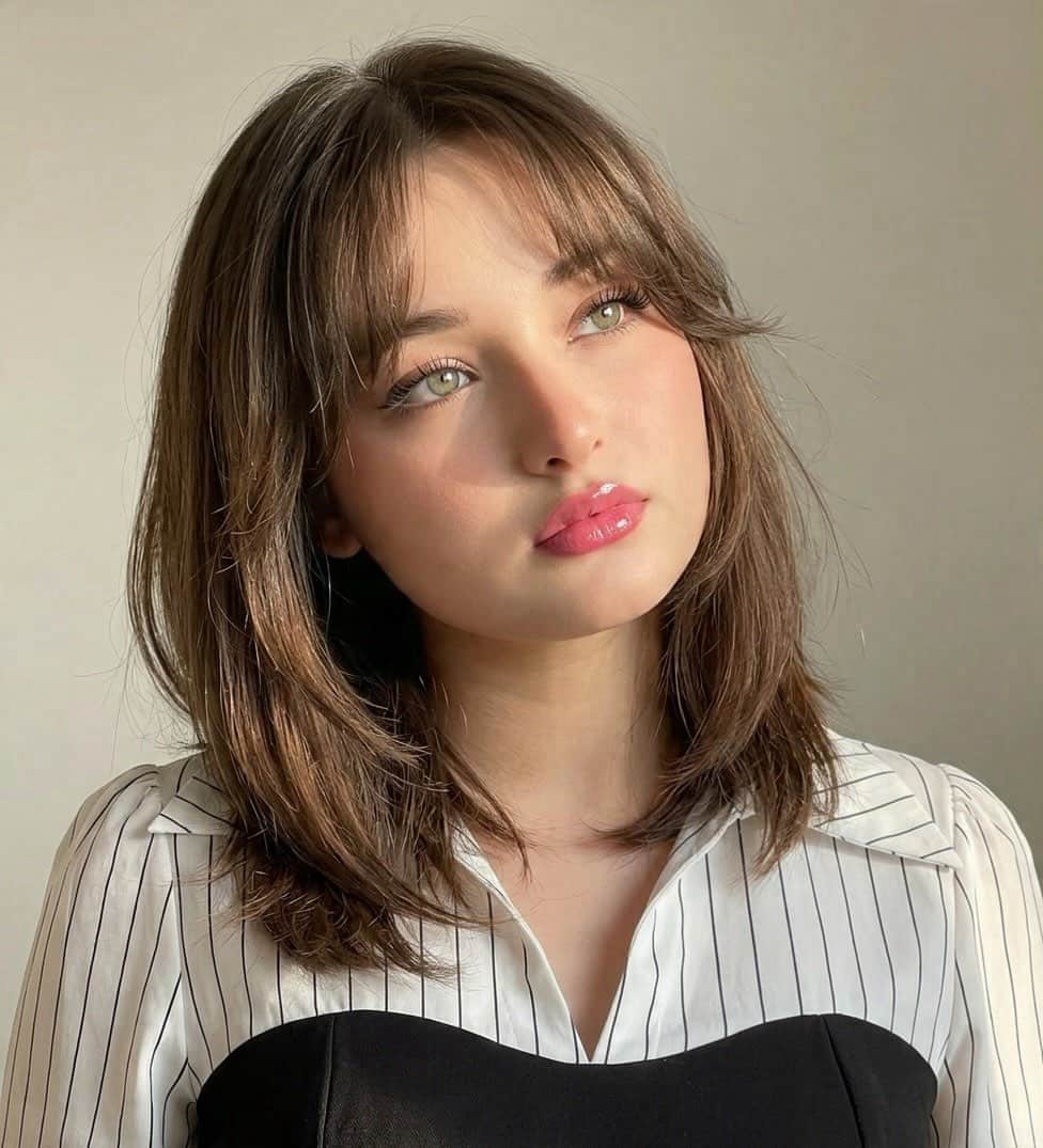 35. Soft Shoulder-Length Layers with Rounded Fringe