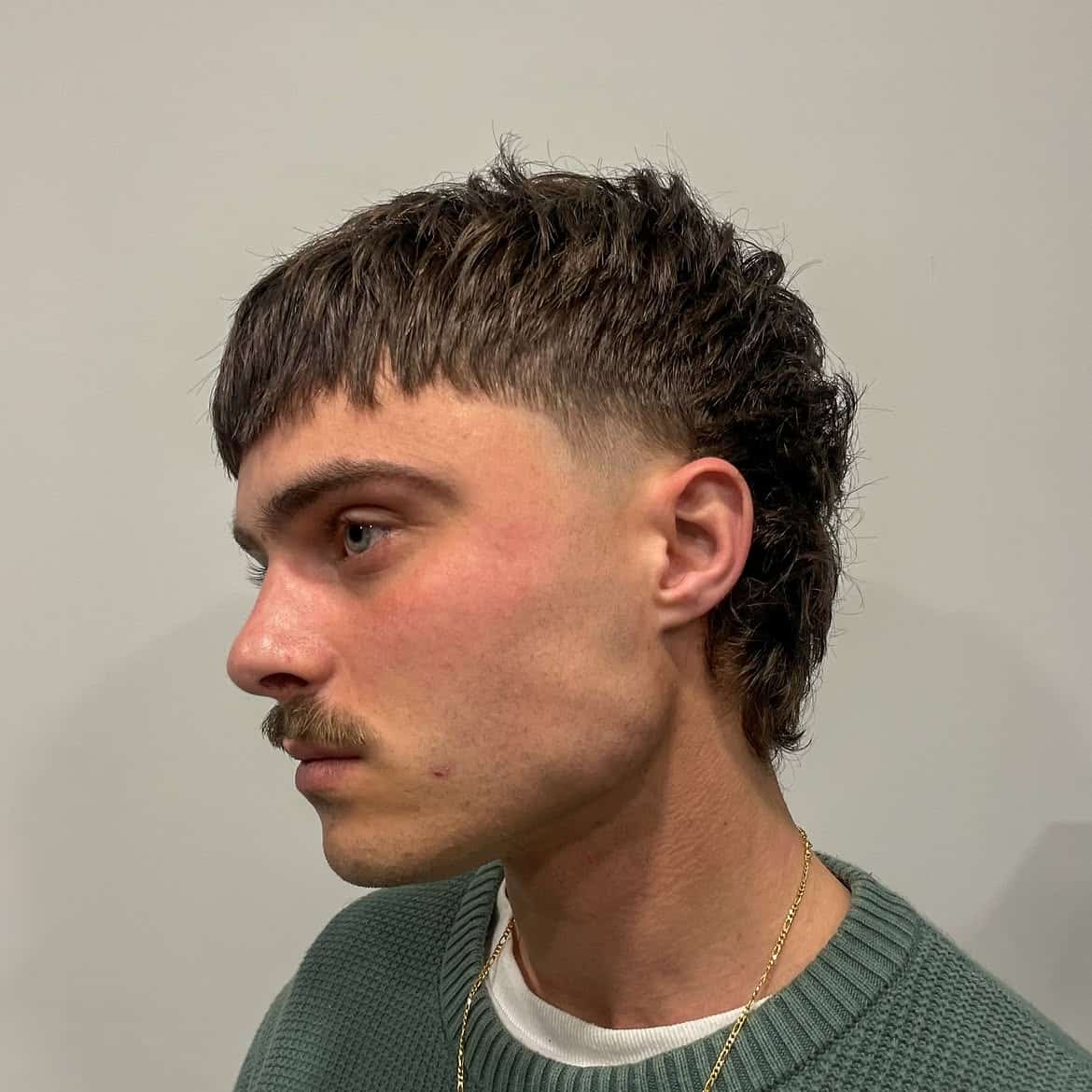 39. Textured Crop Mullet with Low Taper Fade