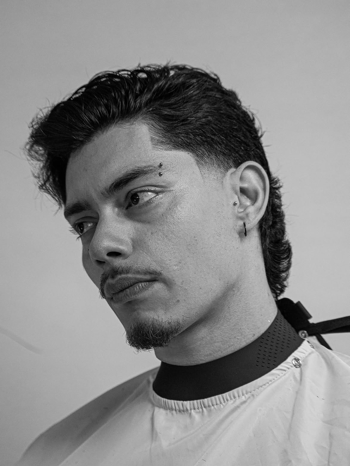 22. Textured Drop Fade Mullet with Sharp Line-Up