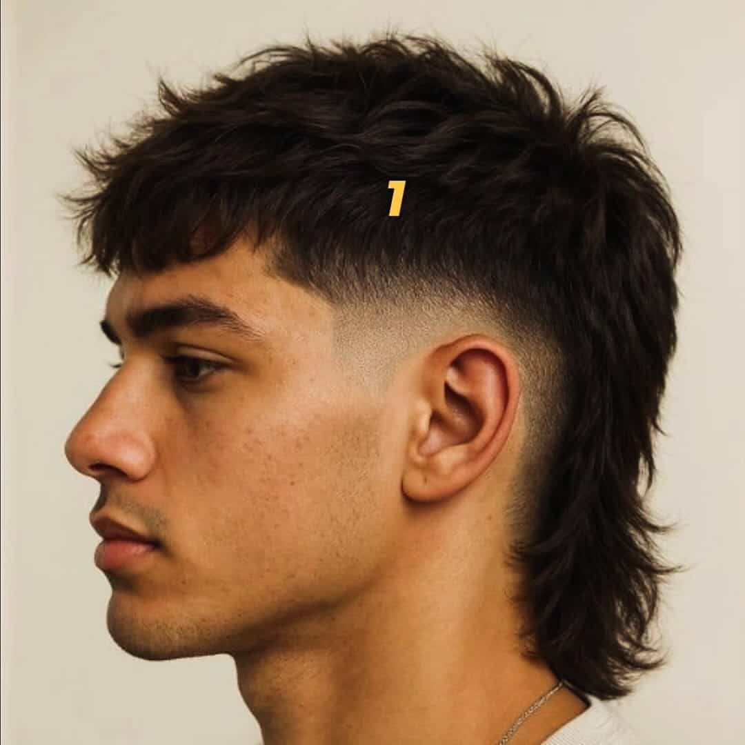 23. Textured Mullet with High Skin Fade