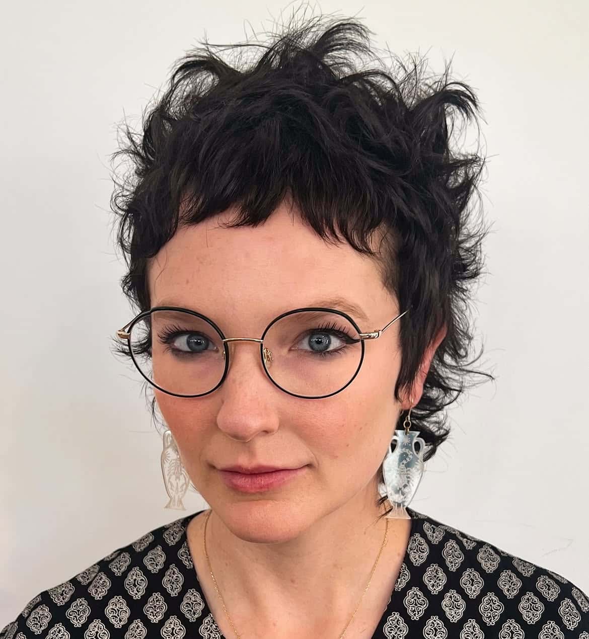 36. Textured Pixie Mullet with Micro Bangs