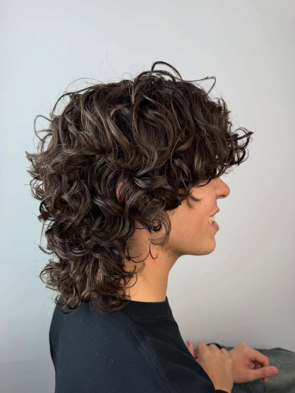 32. Tousled Dark Brown Shag Mullet