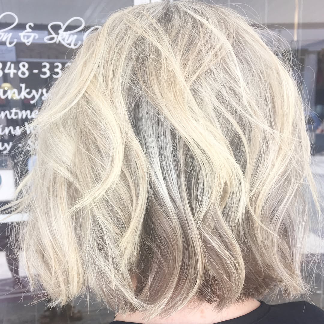38. Tousled Icy Blonde Bob
