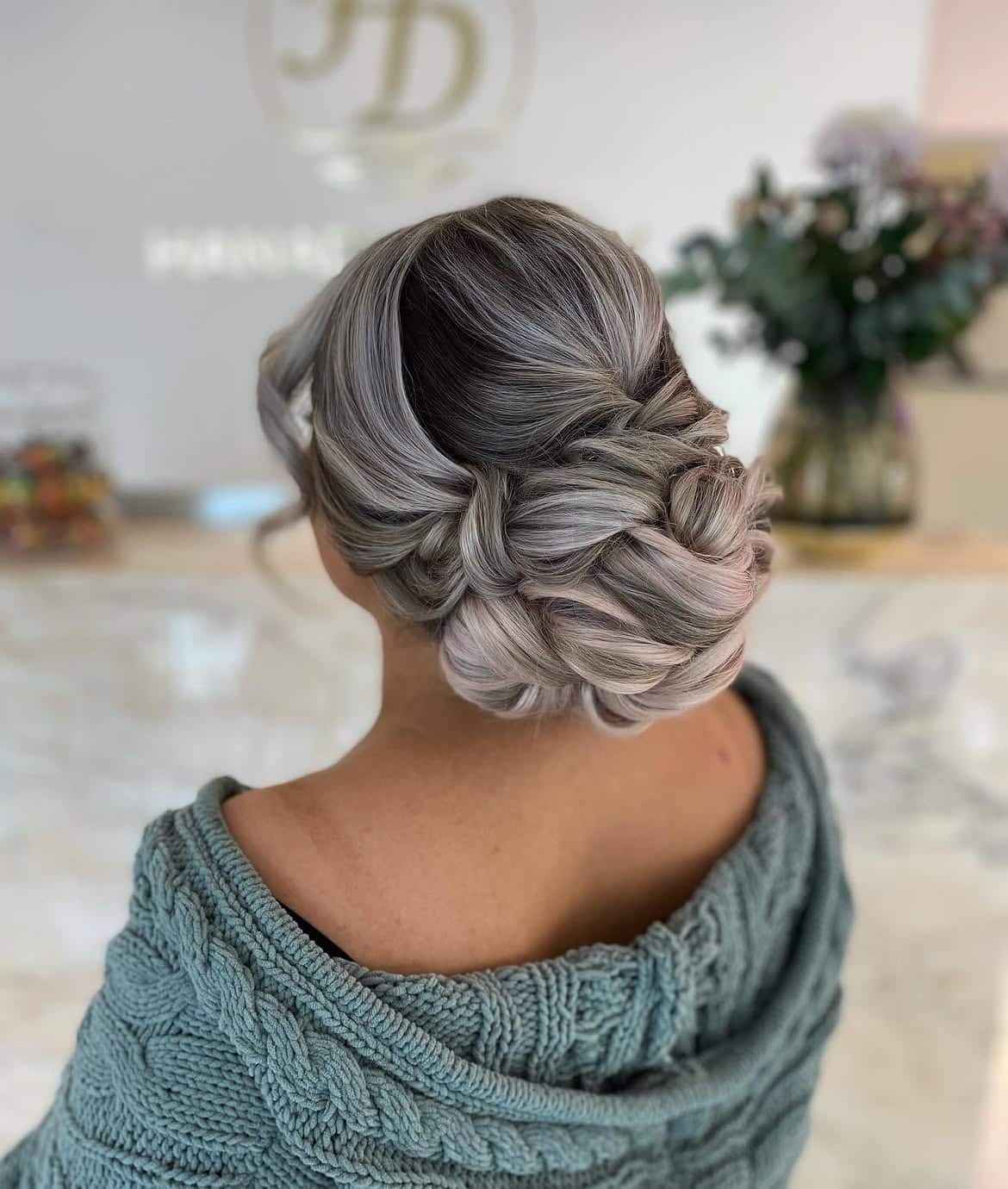 5. Twisted Low Bun with Smoky Ombre