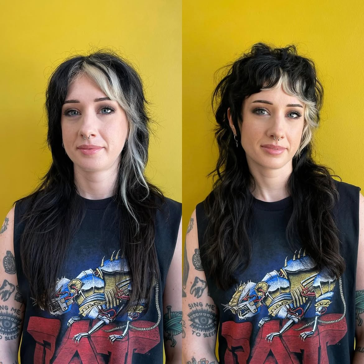 15. Two-Tone Shag Mullet with Baby Bangs
