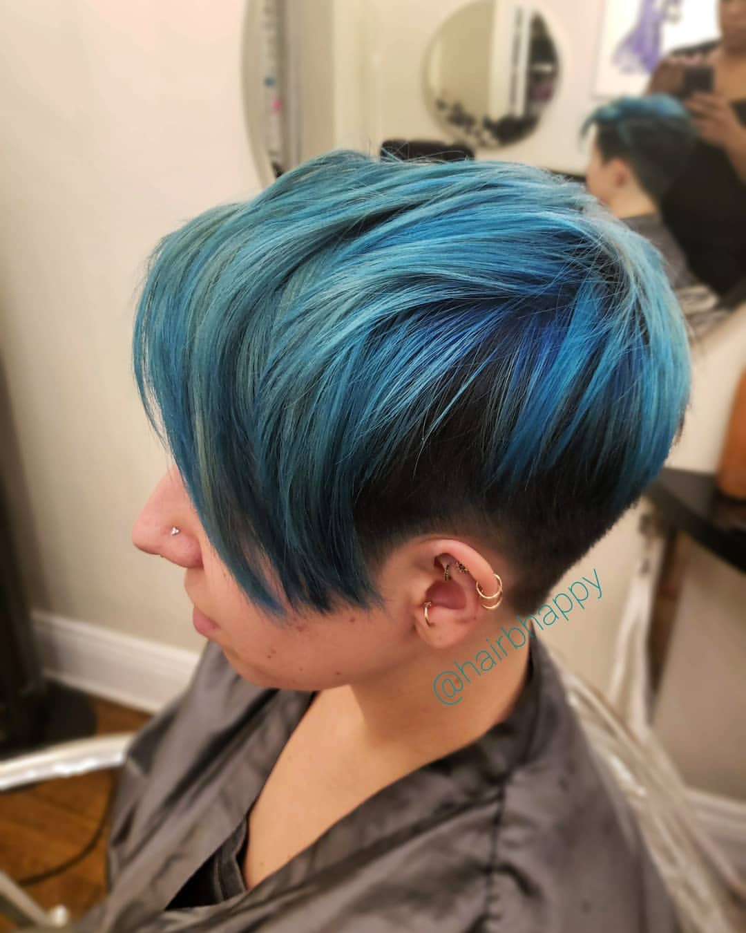 32. Undercut Pixie with Deep Blue Roots