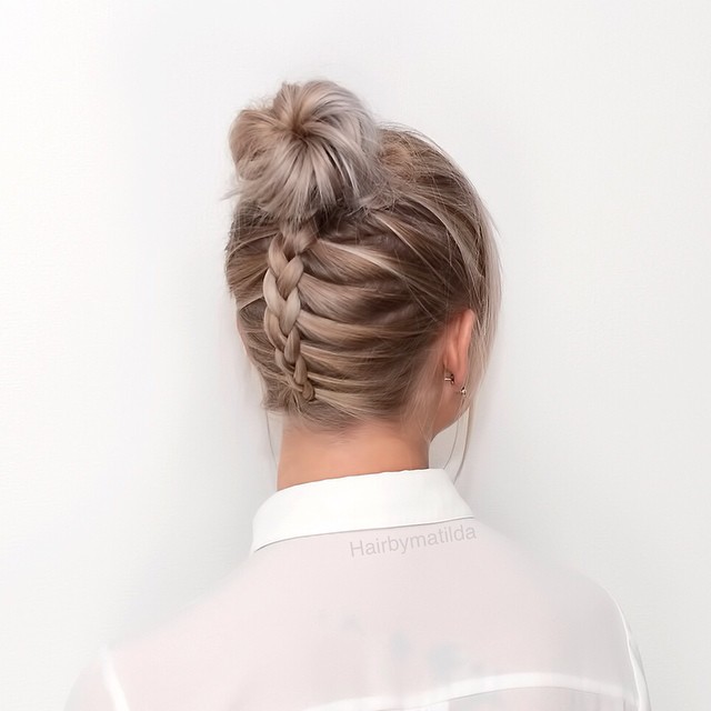 34. Upside-Down Braid with Messy Top Knot
