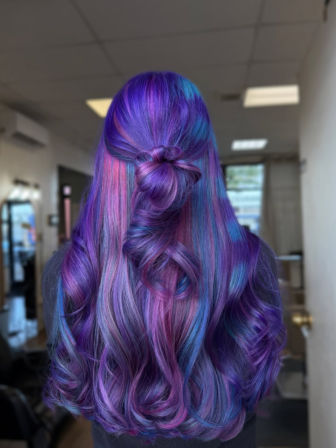 18. Violet Lagoon Half-Up Knot