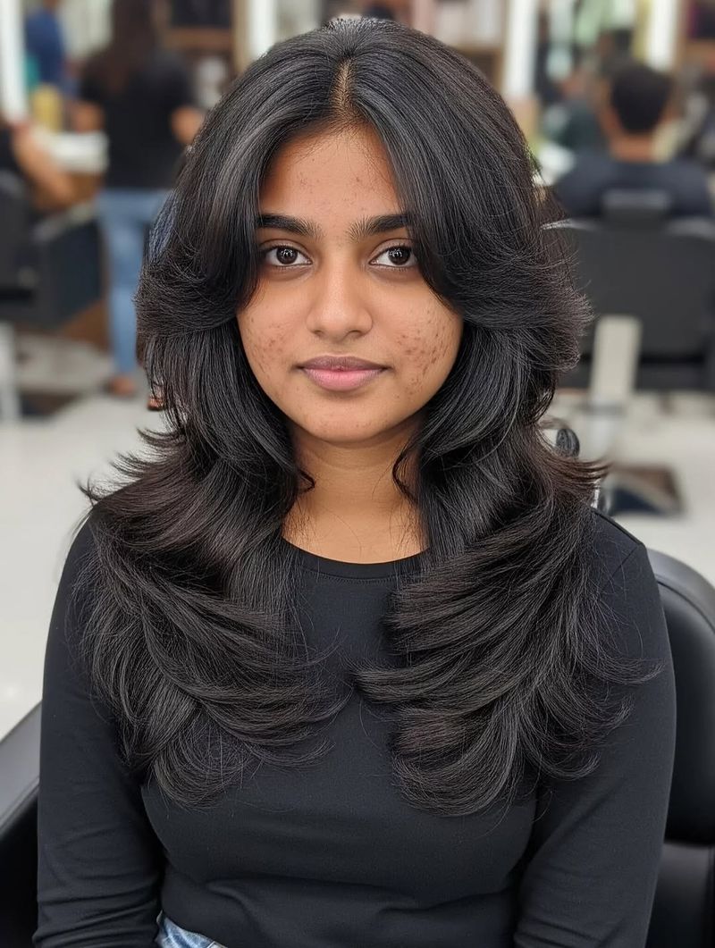 24. Voluminous Layered Cut with Center Part