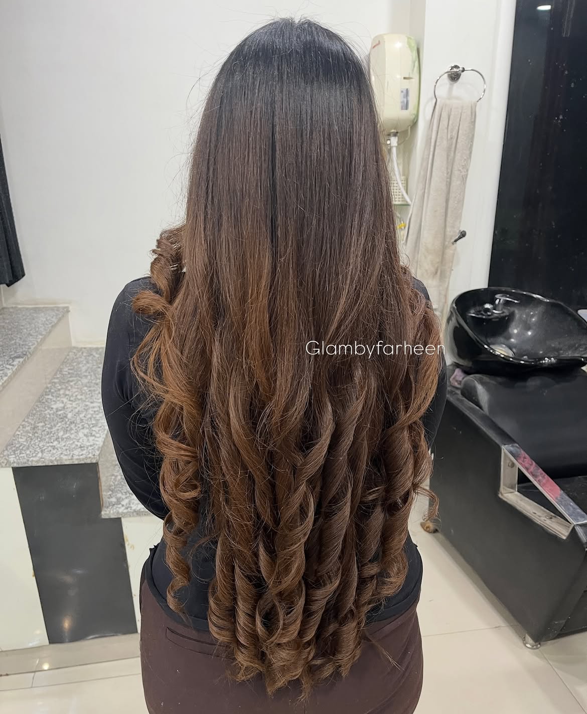 36. Waist-Length Chocolate Ombre Curls