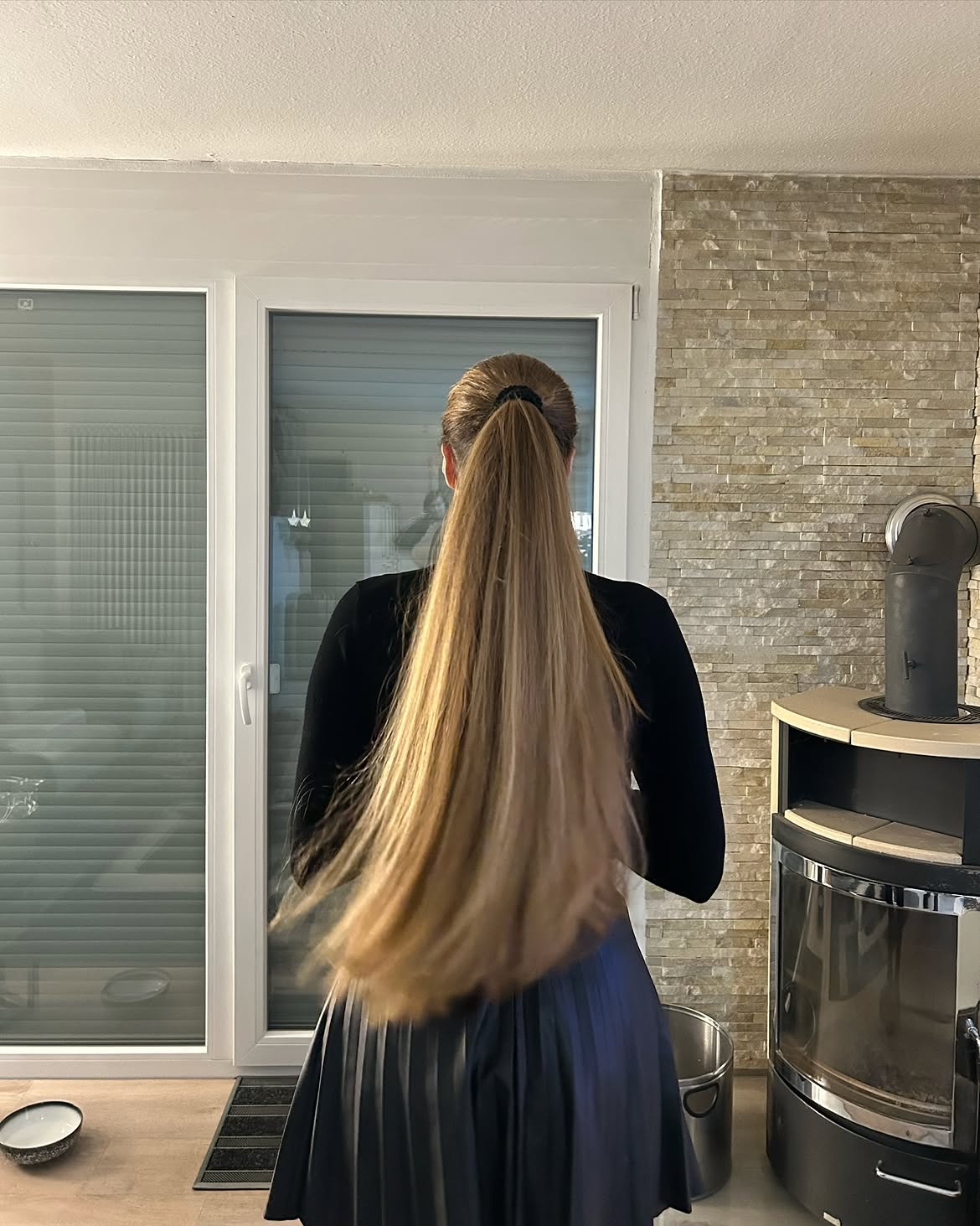 57. Waist-Length Honey Blonde Ponytail
