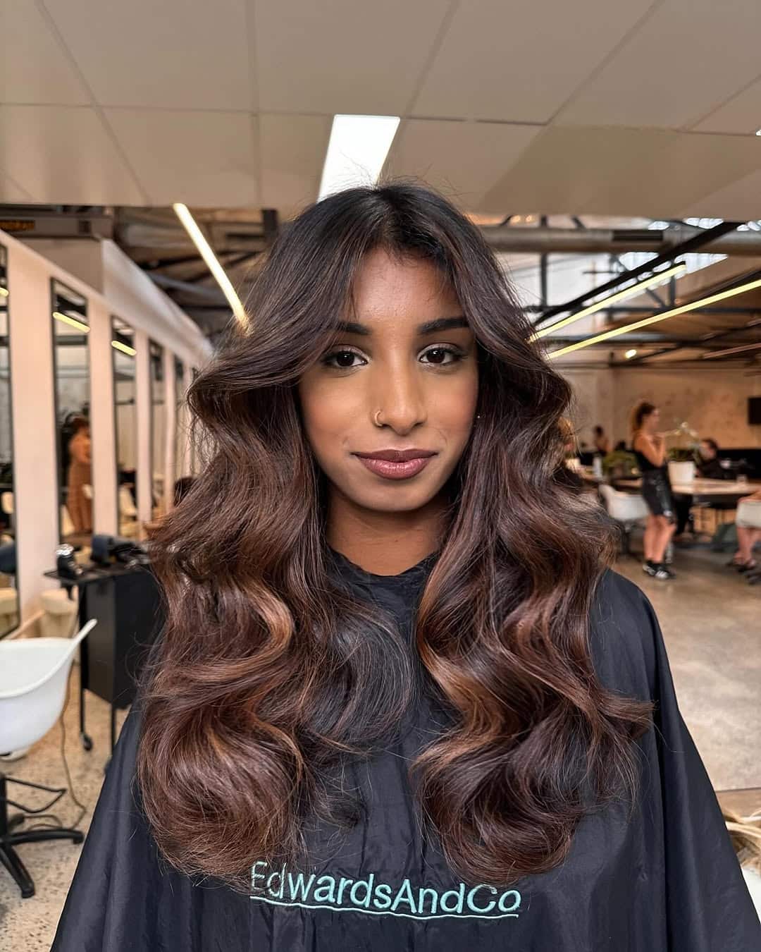 8. Warm Chestnut and Caramel Waves