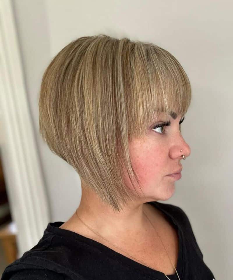 29. Ash Blonde Bob with Forward Fringe