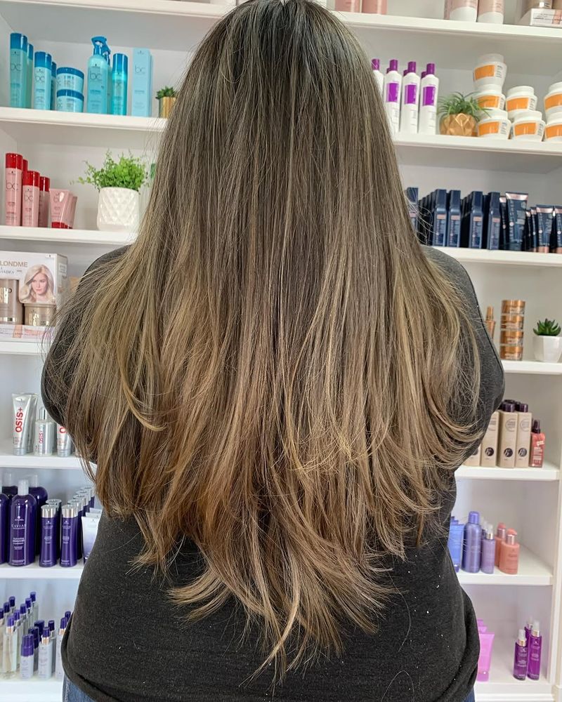 42. Ash Brown V-Cut with Subtle Highlights