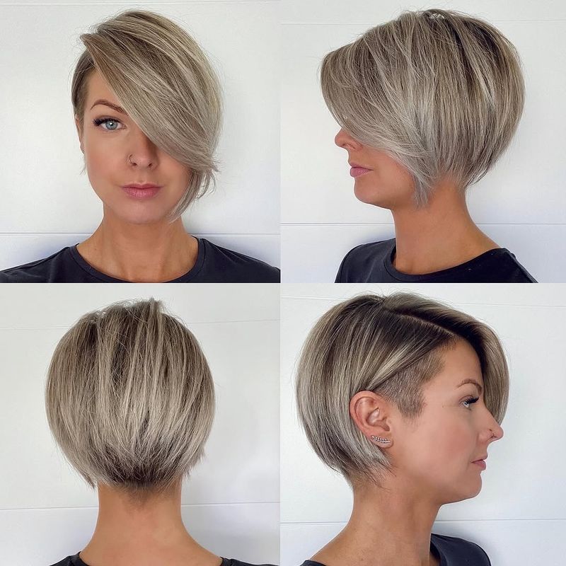 36. Asymmetrical Undercut with Long Side-Swept Bangs