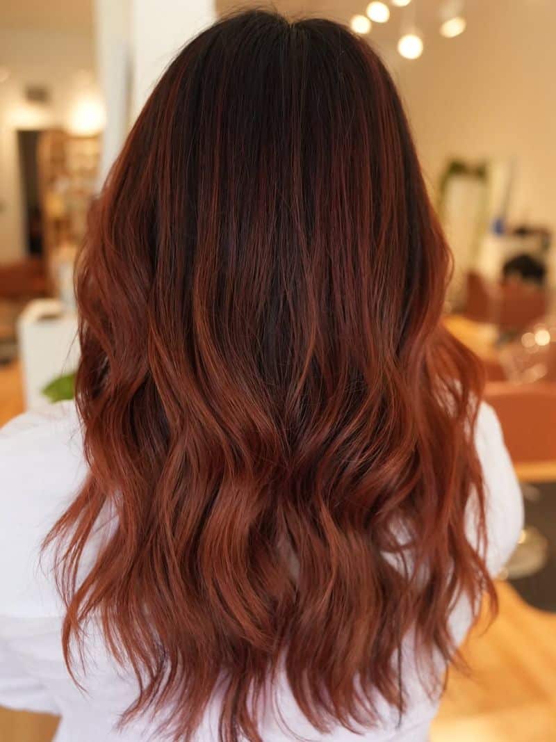 5. Auburn Balayage Waves