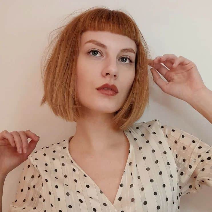 19. Auburn Bob with Micro Fringe