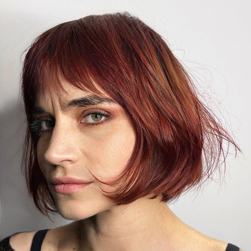 34. Auburn Red Bob with Piecey Fringe