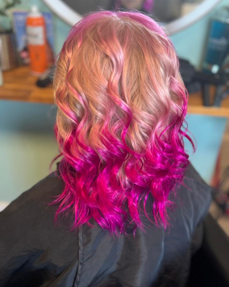 34. Barbie Pink Dip-Dyed Waves