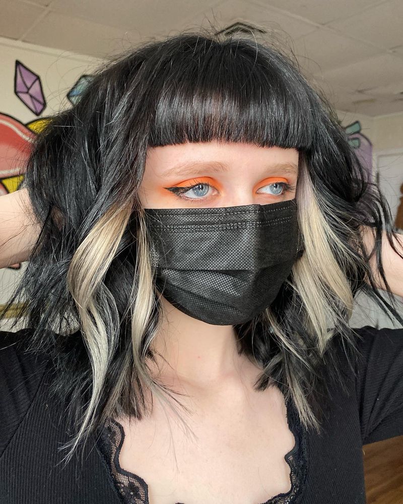 11. Black Bob with Chunky Blonde Money Pieces