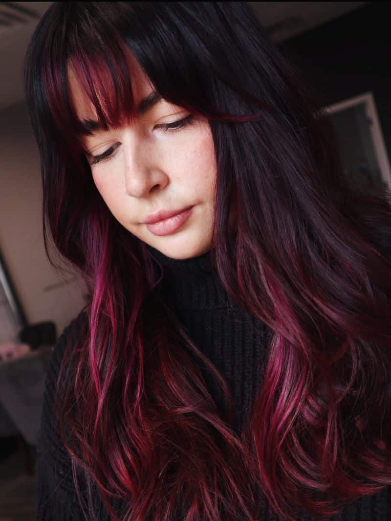 25. Black Cherry and Magenta Bangs