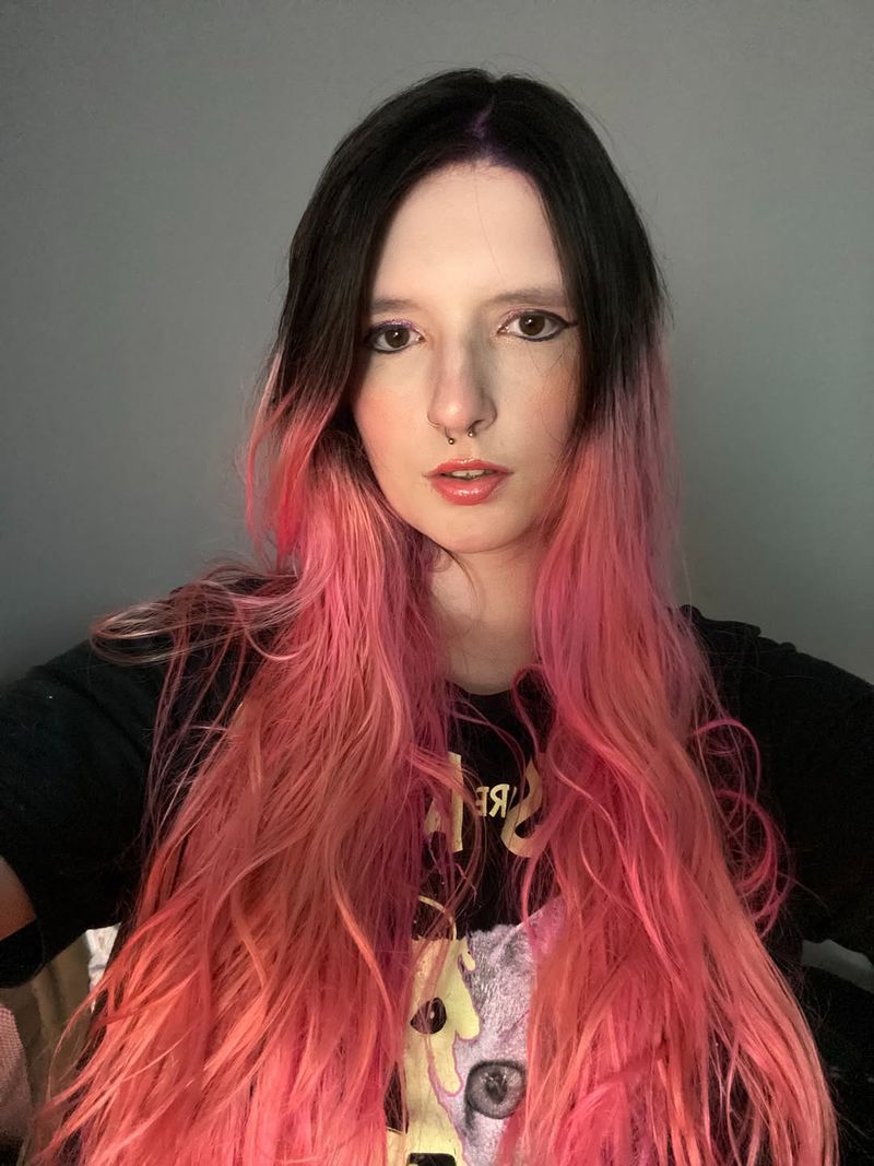52. Black Roots and Bubblegum Dip-Dye