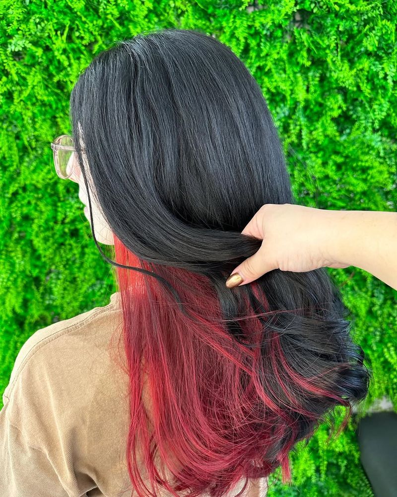 5. Black Top Layer with Hidden Crimson Underlight