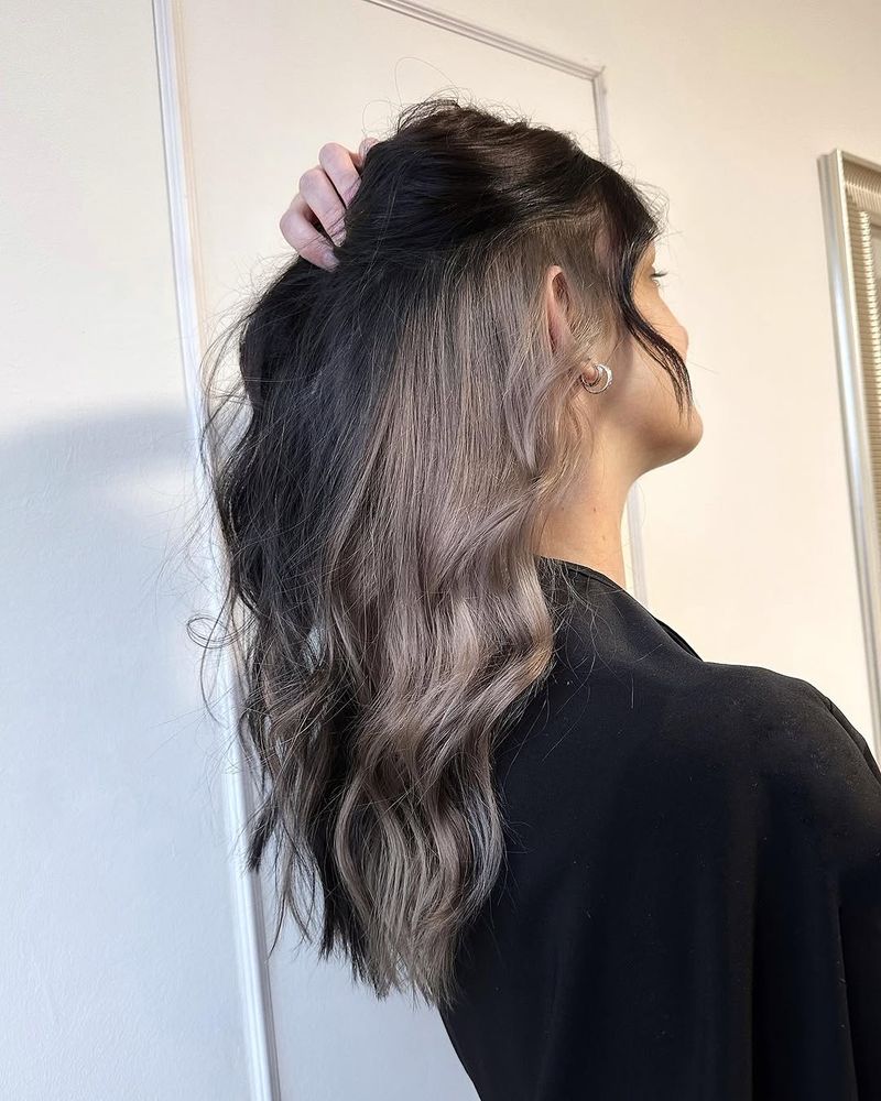 38. Black and Ash Brown Undercut Peekaboo