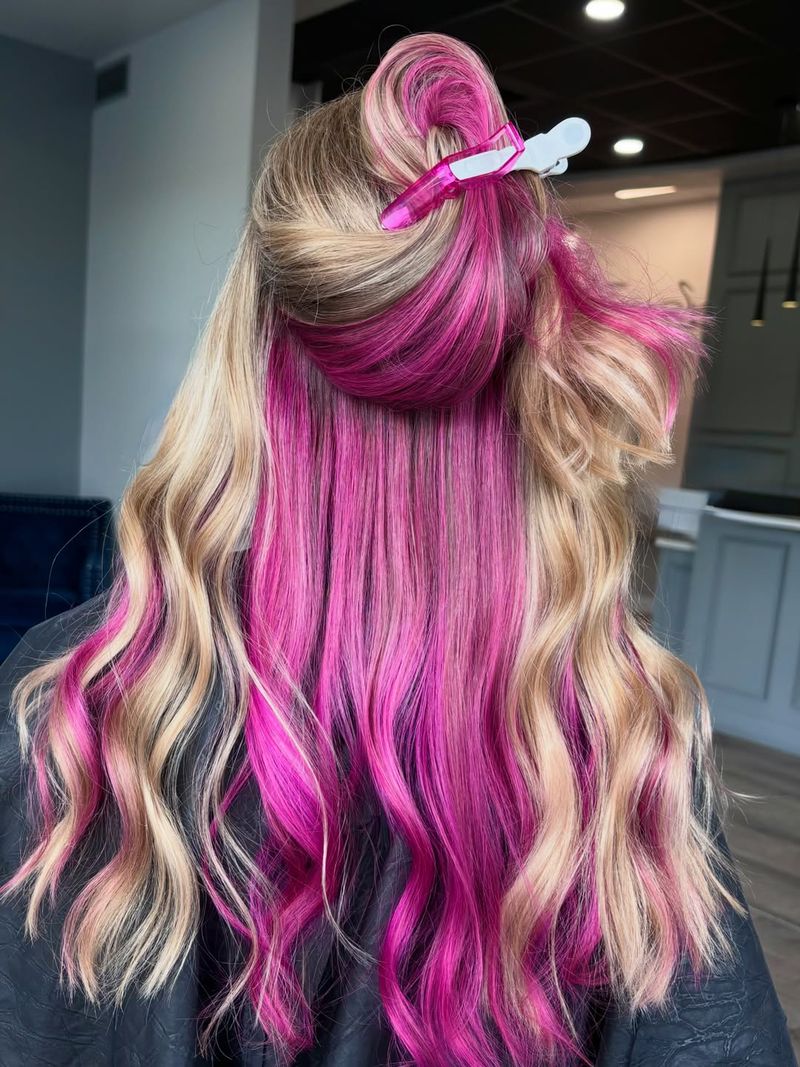 57. Blonde and Magenta Peekaboo Highlights