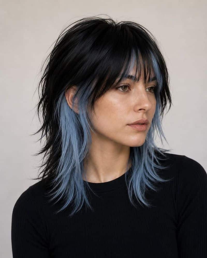 40. Blue Peekaboo Shag with Heavy Fringe
