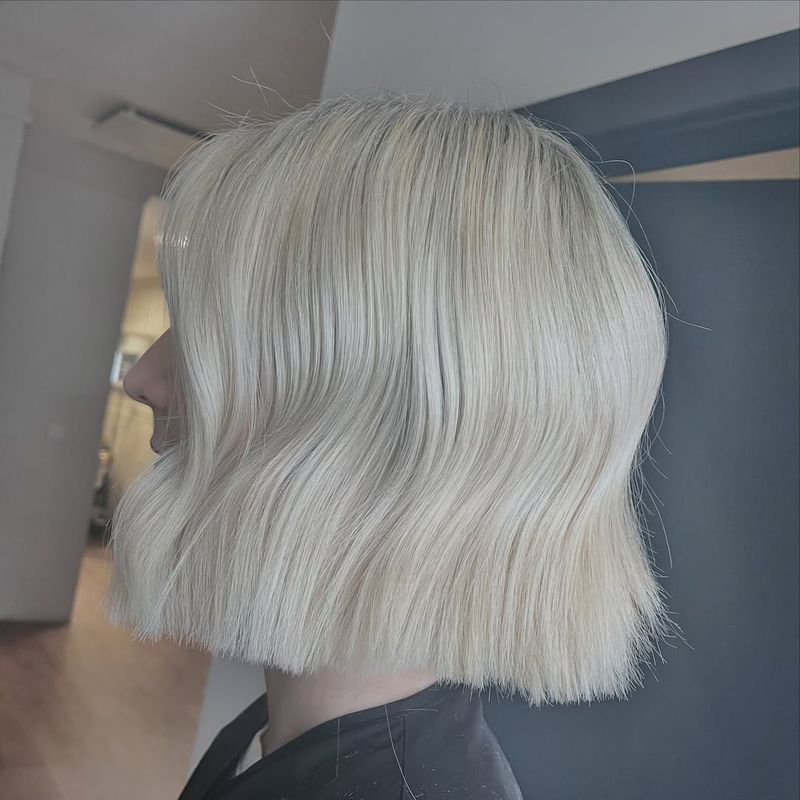 16. Blunt Platinum Bob with Soft Waves