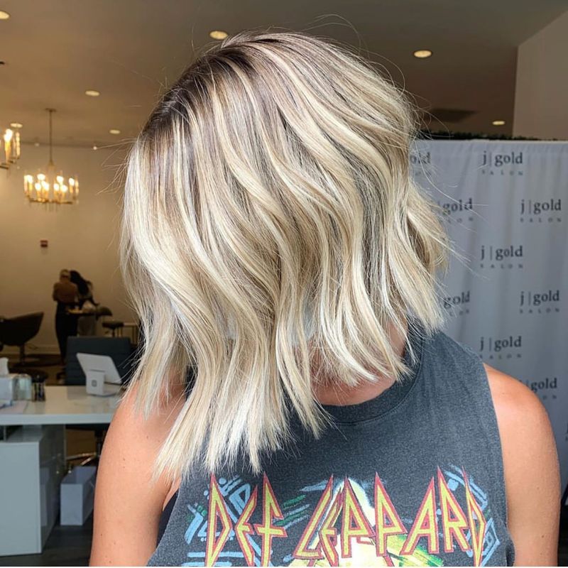 45. Bright Blonde Root Smudge Lob
