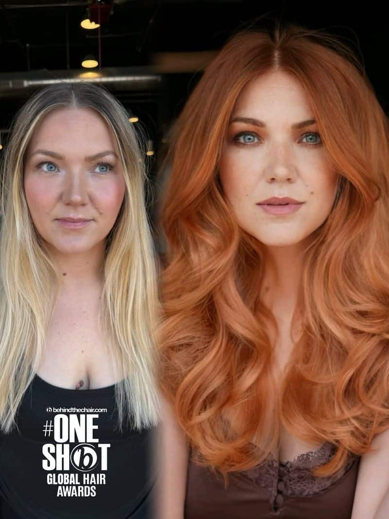 17. Bright Blonde to Warm Strawberry Copper Transformation