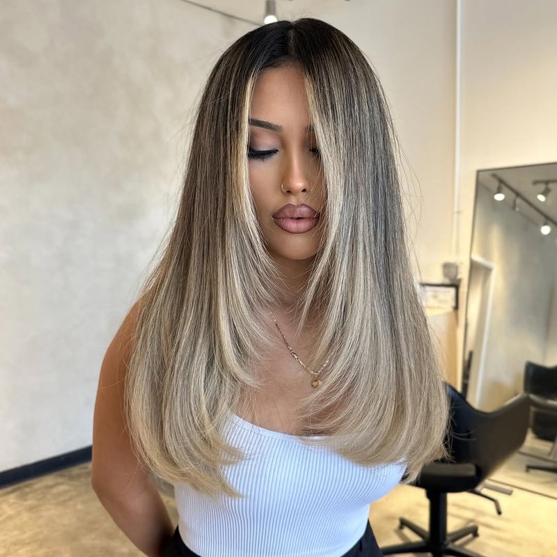 2. Bronzed Balayage with Cascading Tiers
