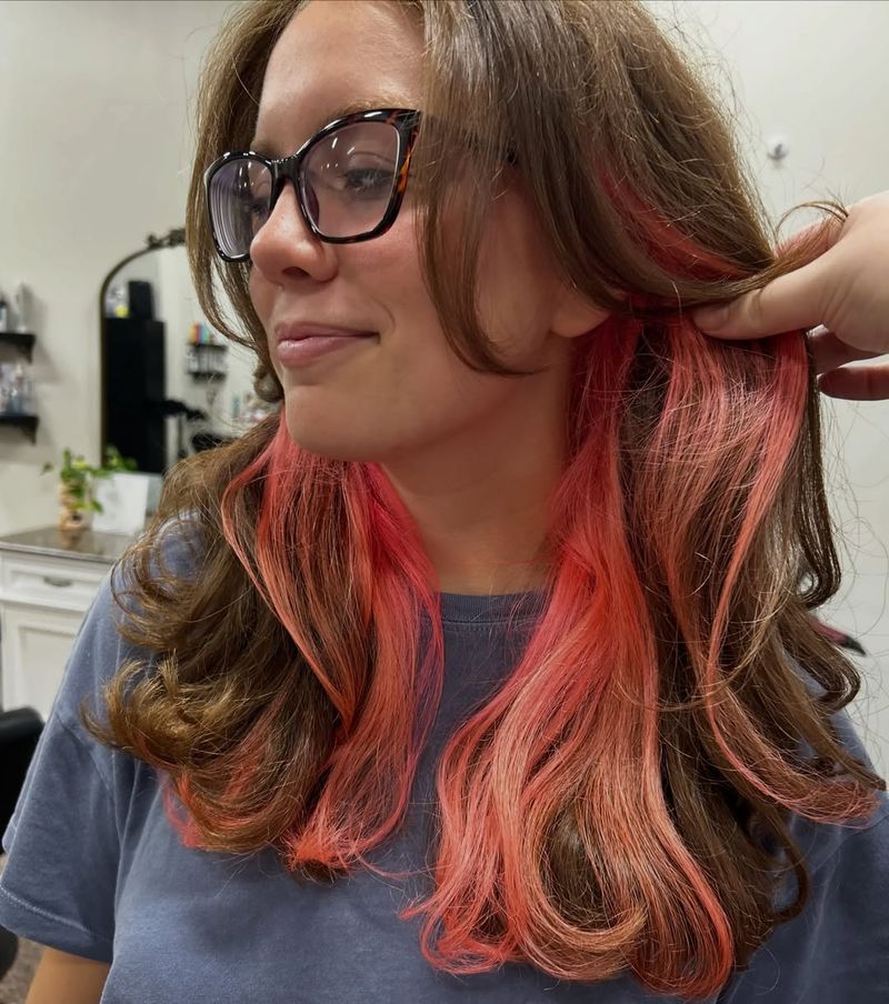 41. Brown and Coral Pink Peekaboo Layers