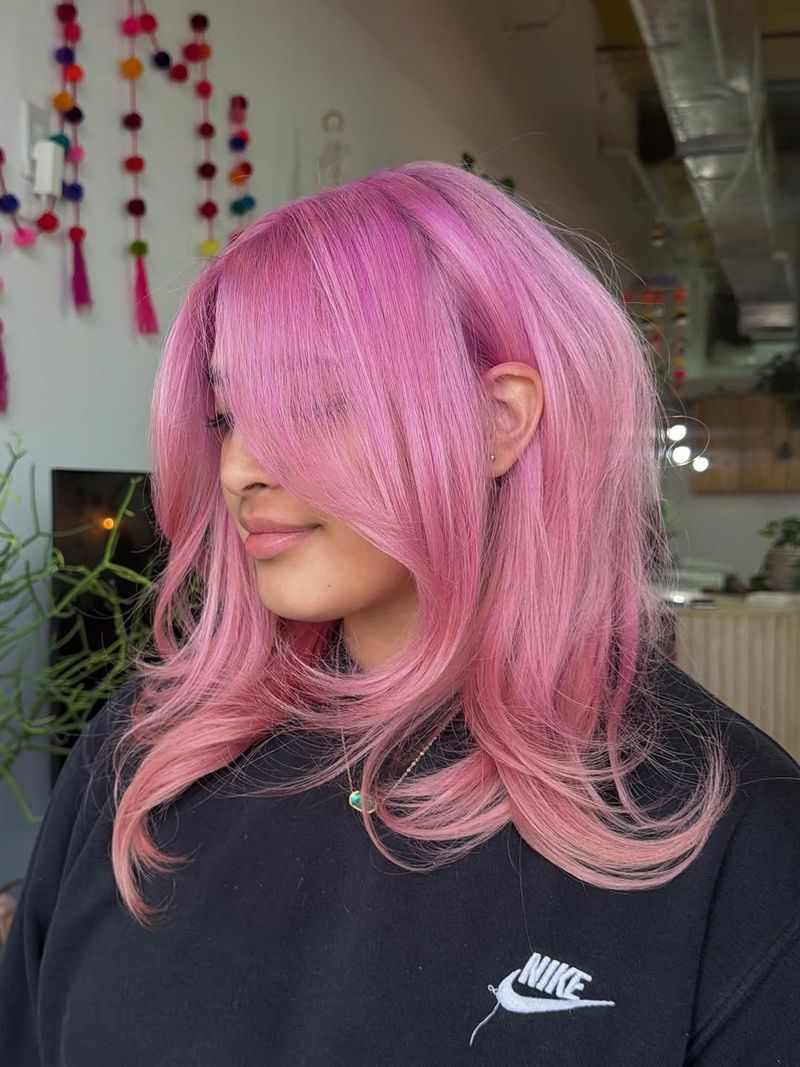 54. Bubblegum Layered Cut with Curtain Bangs