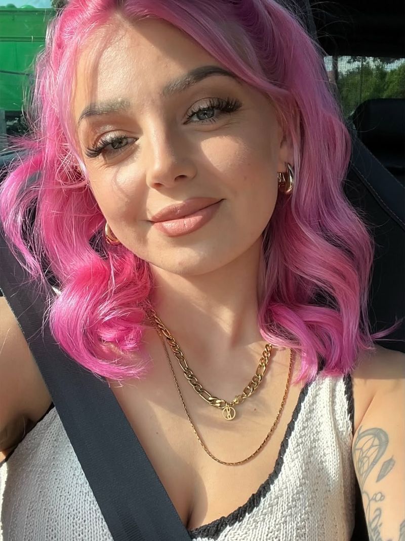 36. Bubblegum Pink Waves with Mini Half-Up Twists