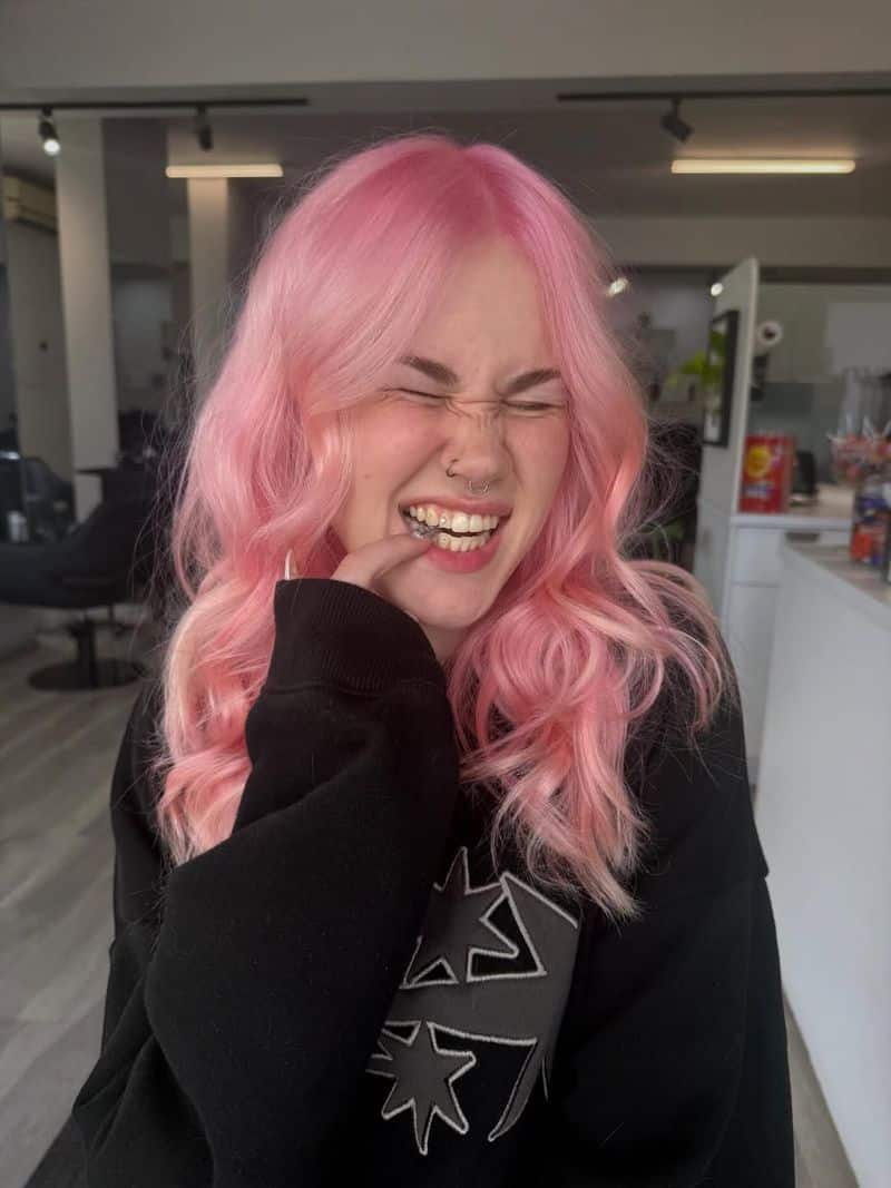 5. Bubblegum Waves with Soft Curtain Bangs