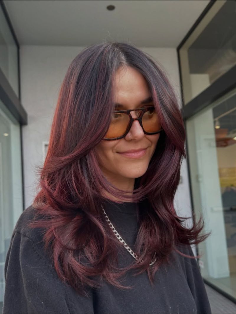 50. Burgundy Face-Framing Layers