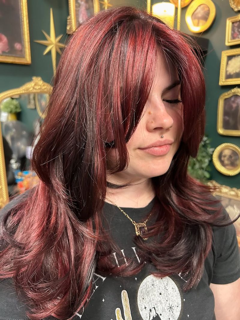27. Burgundy Layers with Bright Red Highlights