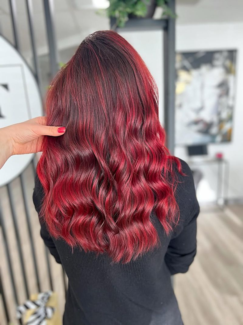 12. Burgundy Waves with Ruby Highlights