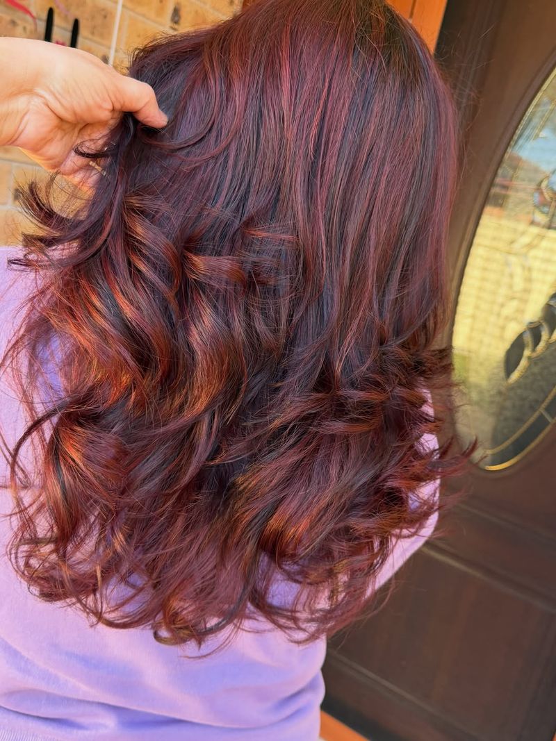 27. Burgundy and Copper Layered Curls