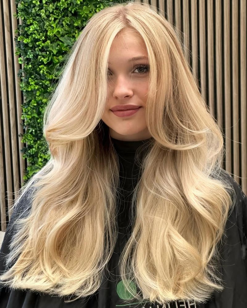 3. Butterfly Layers with Bright Blonde Highlights