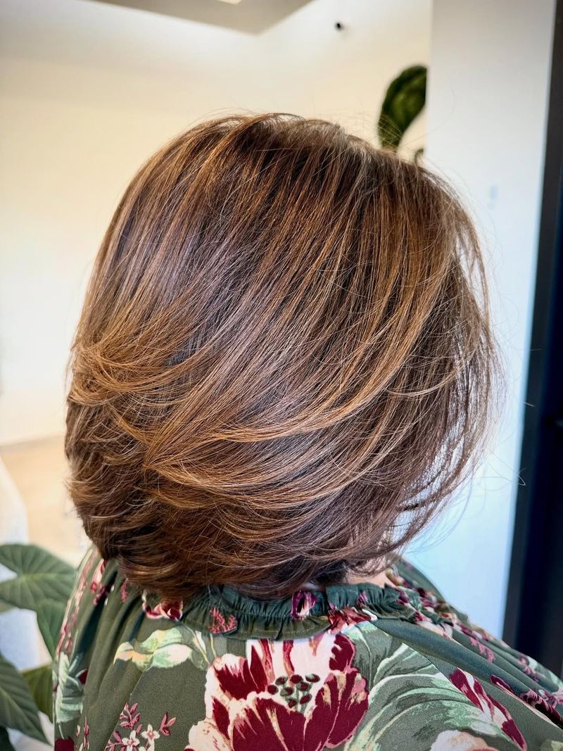 19. Caramel-Kissed Layered Bob